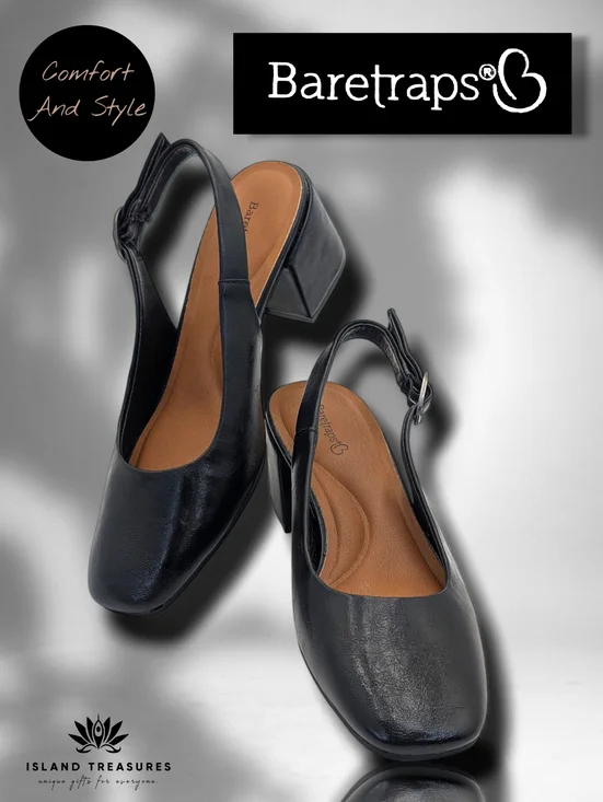 Baretraps "Ester" Women's Size 8M Black Faux Leather Slingback Block Heel - Picture 17 of 17